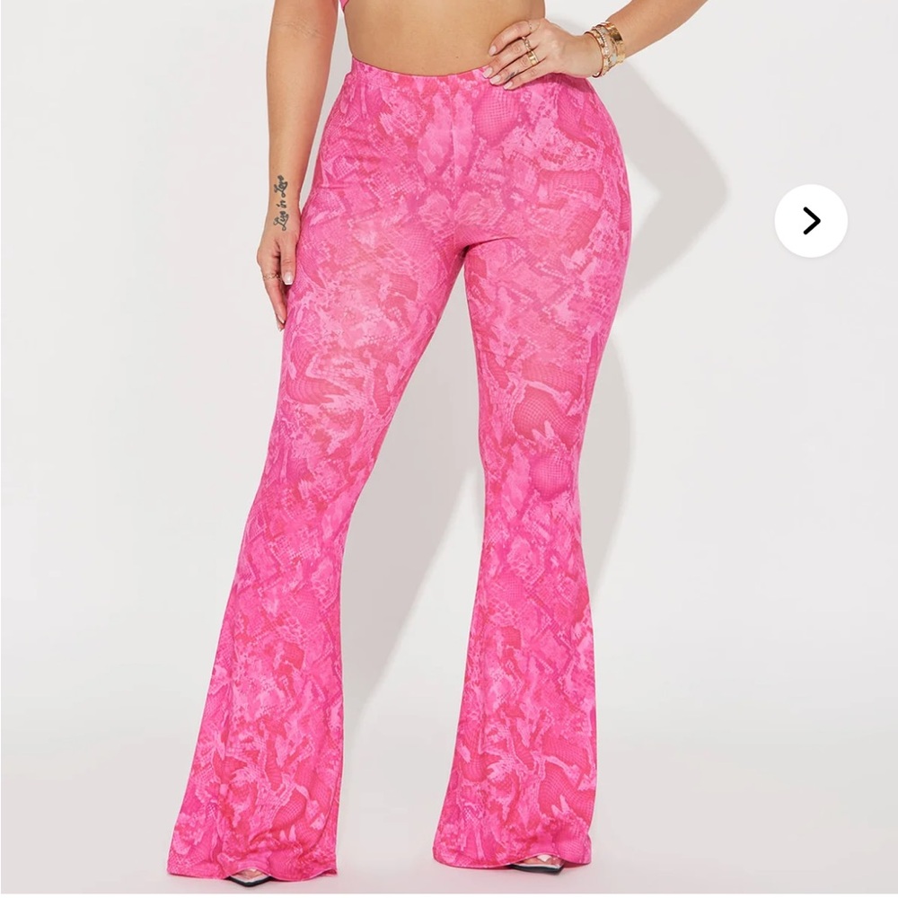 Fashion Nova Pink Python Flare Pants